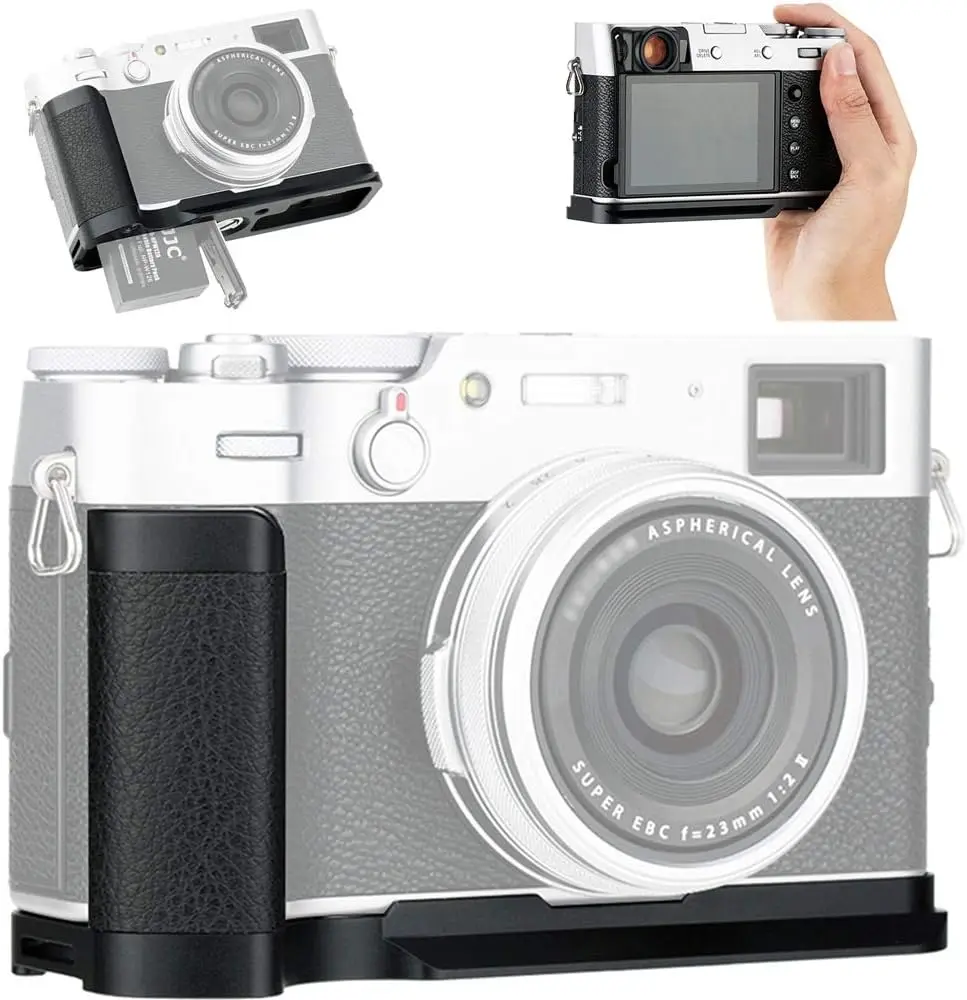 Jjc Impugnatura In Metallo Per Fujifilm Fuji X100Vi X100V X100F Arca Tipo Svizzero Piastra A Sgancio Rapido Design Vano Batteria Apertura
