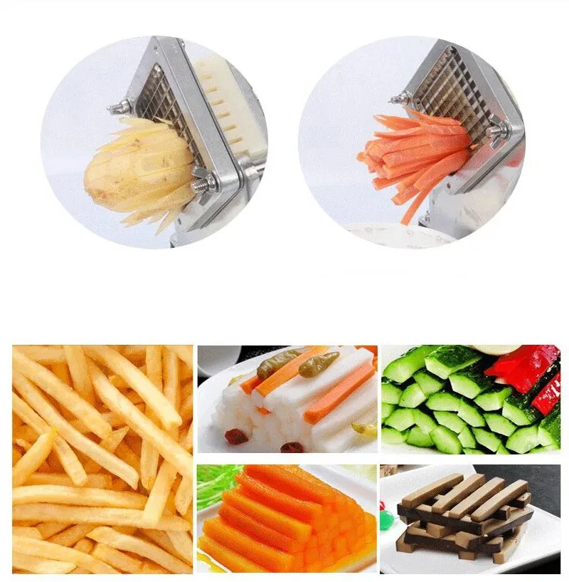 Electric Commercial Potato Chip Cutter French Fries Cutting Machine Stainless Steel Vegetable Fruit Shredding Slicer