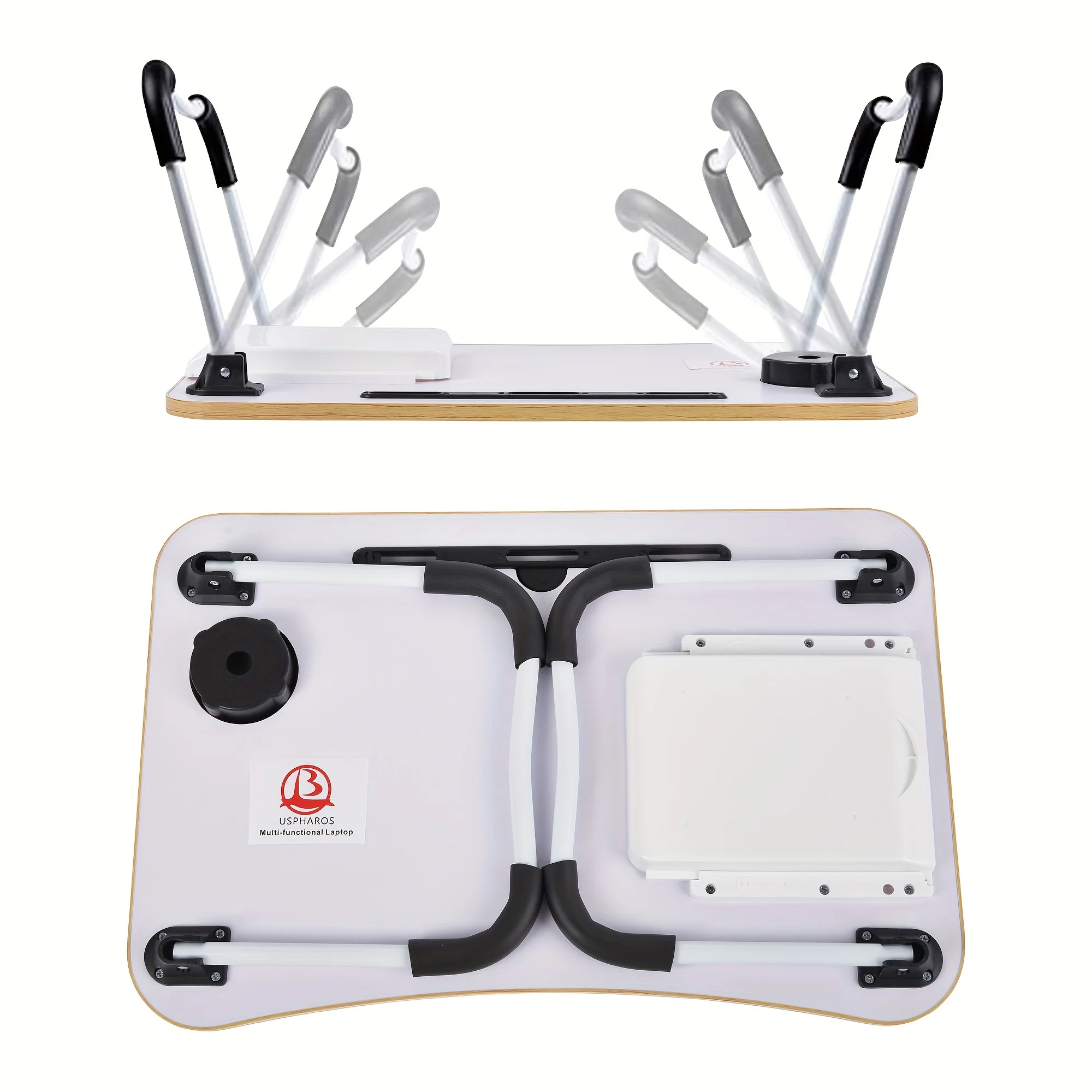 Extra-Large Portable Laptop Bed Desk-Multi-Functional Tray Stand with Cup Holder and Drawer-Stable, Durable, Foldable