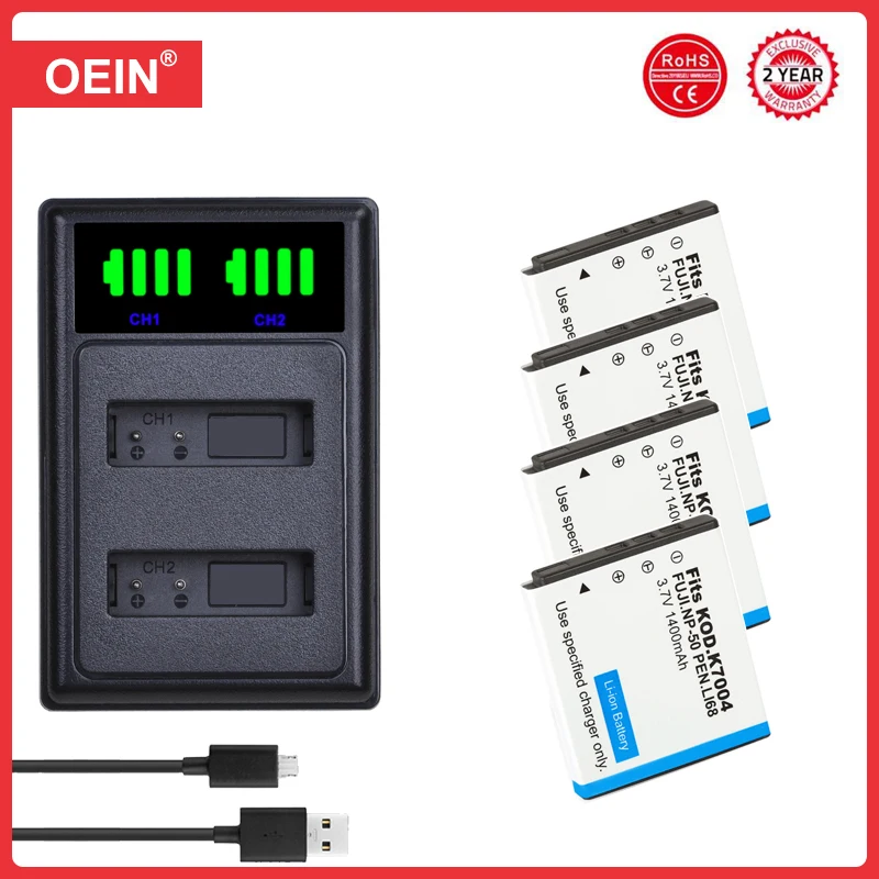 Klic-7004 D-Li68 Batteria E Caricabatterie Per Fujifilm Np-50, Fuji X10 X20 F50 F75 F665 F775, Per Kodak M1033 M1093 V1073 Zi8 Zi12