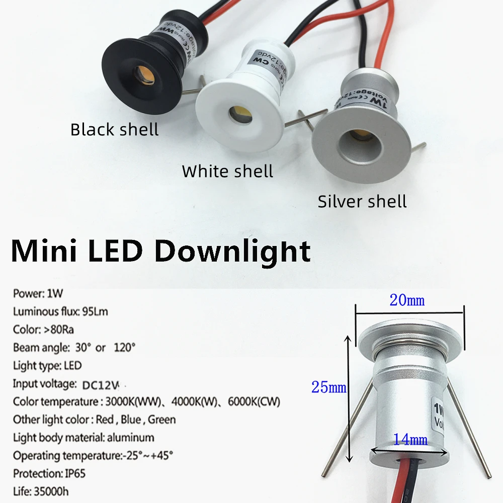 Mini Spot LED 12V Downlights Dimmable 1W Ceiling Lamp Set Remote Controller 15mm Recessed Black Silver White Cabinet Spot Lights 3