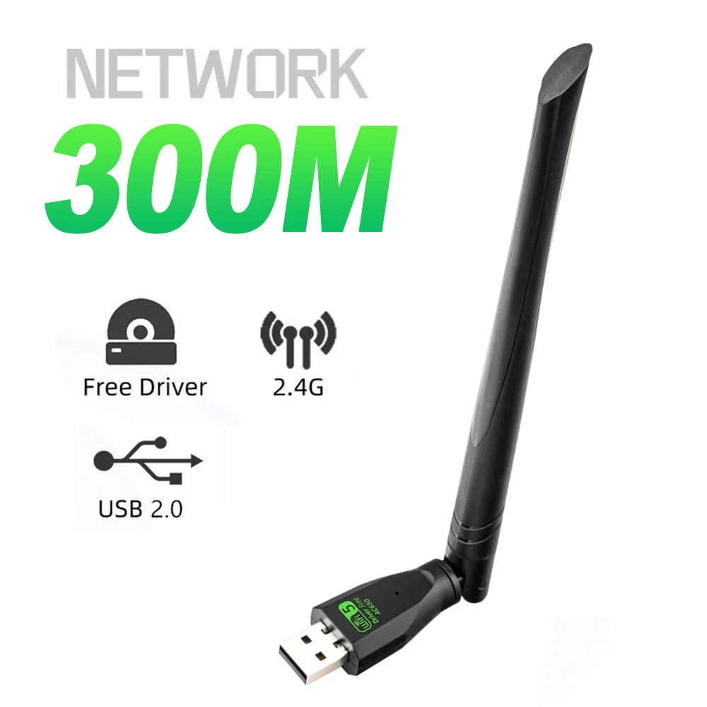 

USB Wi-Fi адаптер для Windows 7/8/10, 300 м