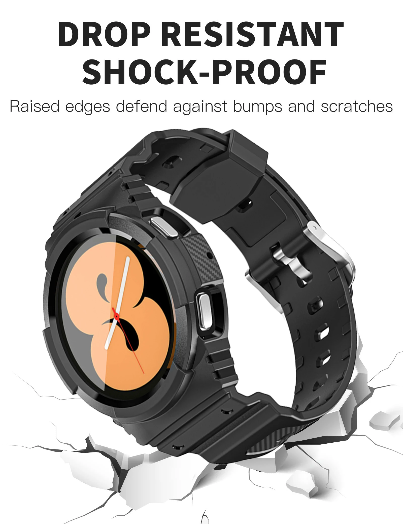 Samsung Galasy Watch 4samsung Galaxy Watch 4 Silicone Band With Rugged  Case & Strap