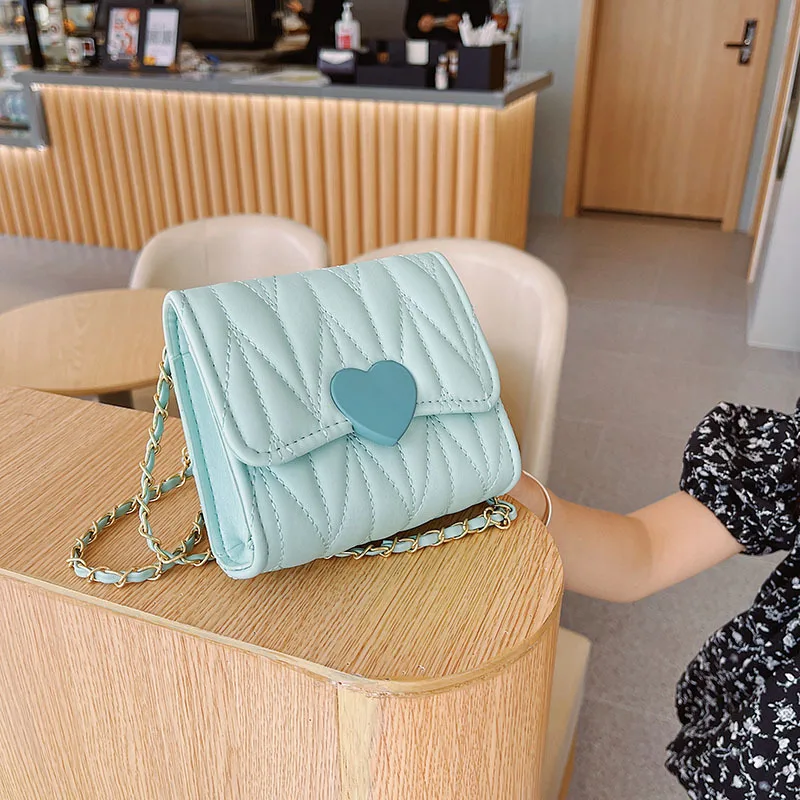 Fashion Lovely Children's Mini Square Messenger Bag Heart Small Shoulder Bags Kids Coin Purse Accessories