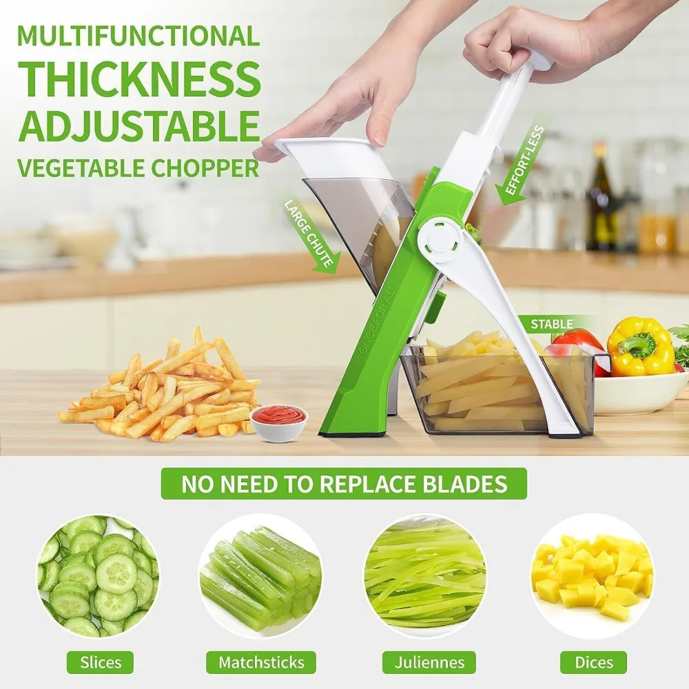4-in-1 mandoline vegetable cutter with safety handle