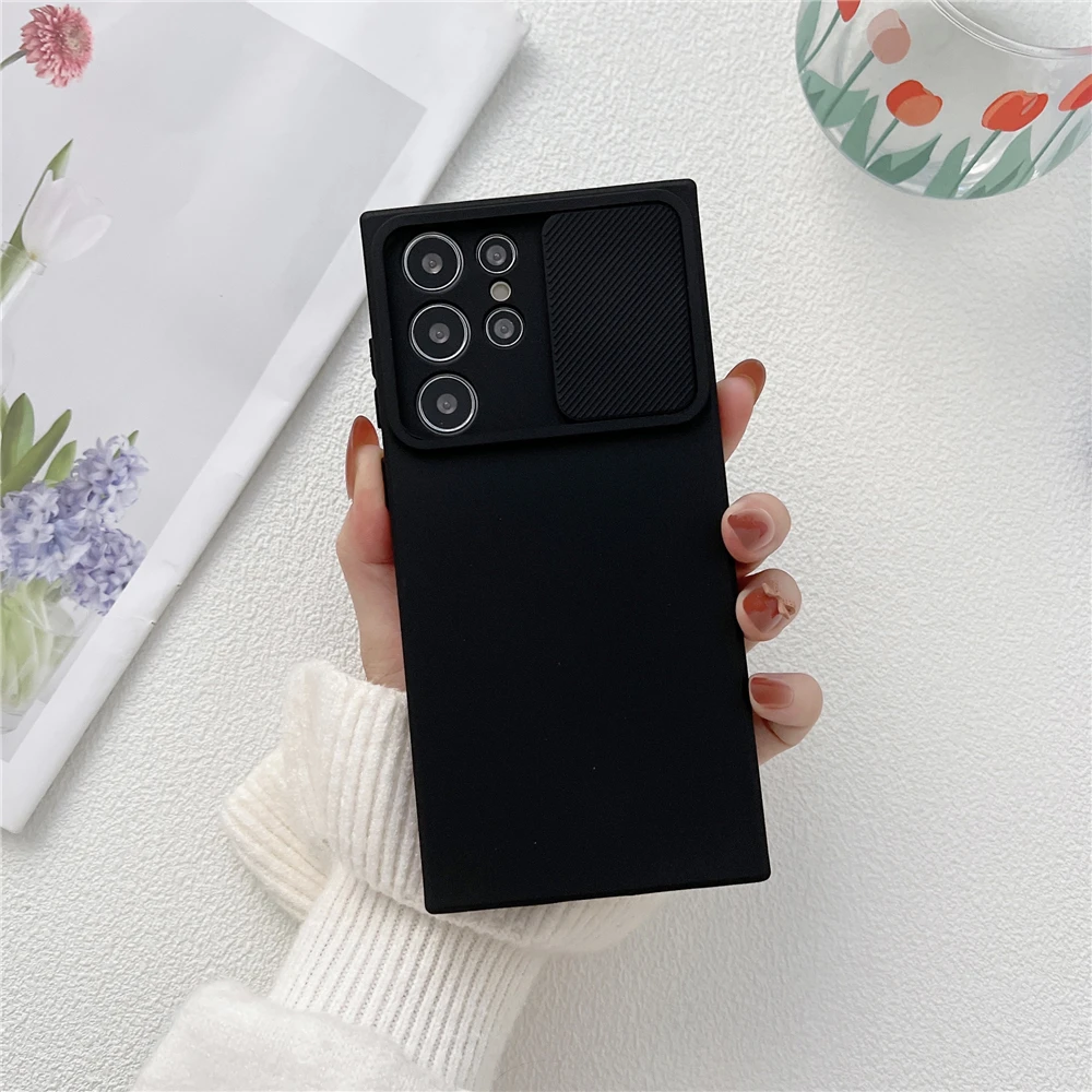 Slide Camera Protector Soft Silicone Case For Samsung S22 Ultra S21 Plus S20FE A53 A33 A22 A72 A52 A32 A12 A51 A71 A03S A21S A50 kawaii phone cases samsung