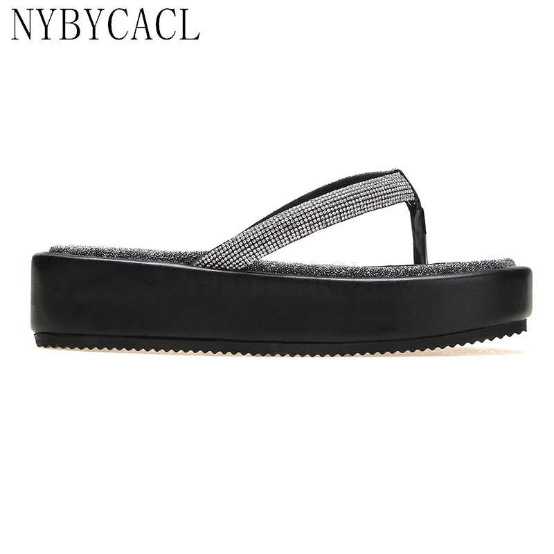 

High Heeled Flip-flops Women Thick-soled Casual Muffin Waterproof Platform Student Sandals Slippers Slides Wedges Gladiator New