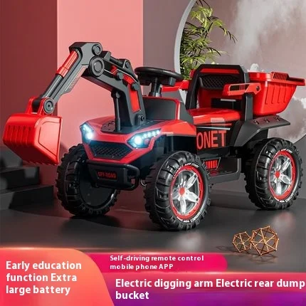 Super Sized Electric Remote-controlled Children's Engineering Ride On Vehicle Tipping Bucket Toy Excavator