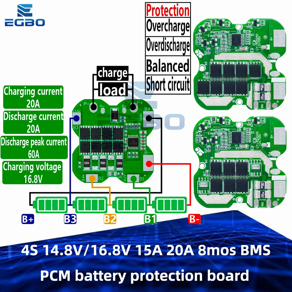 1~10PCS 4S 14,8V/16,8V 15A 20A 8mos BMS PCM Batterieschutzplatine BMS PCM für Lithium 21700 Ternäre Lithium-Batterieplatine