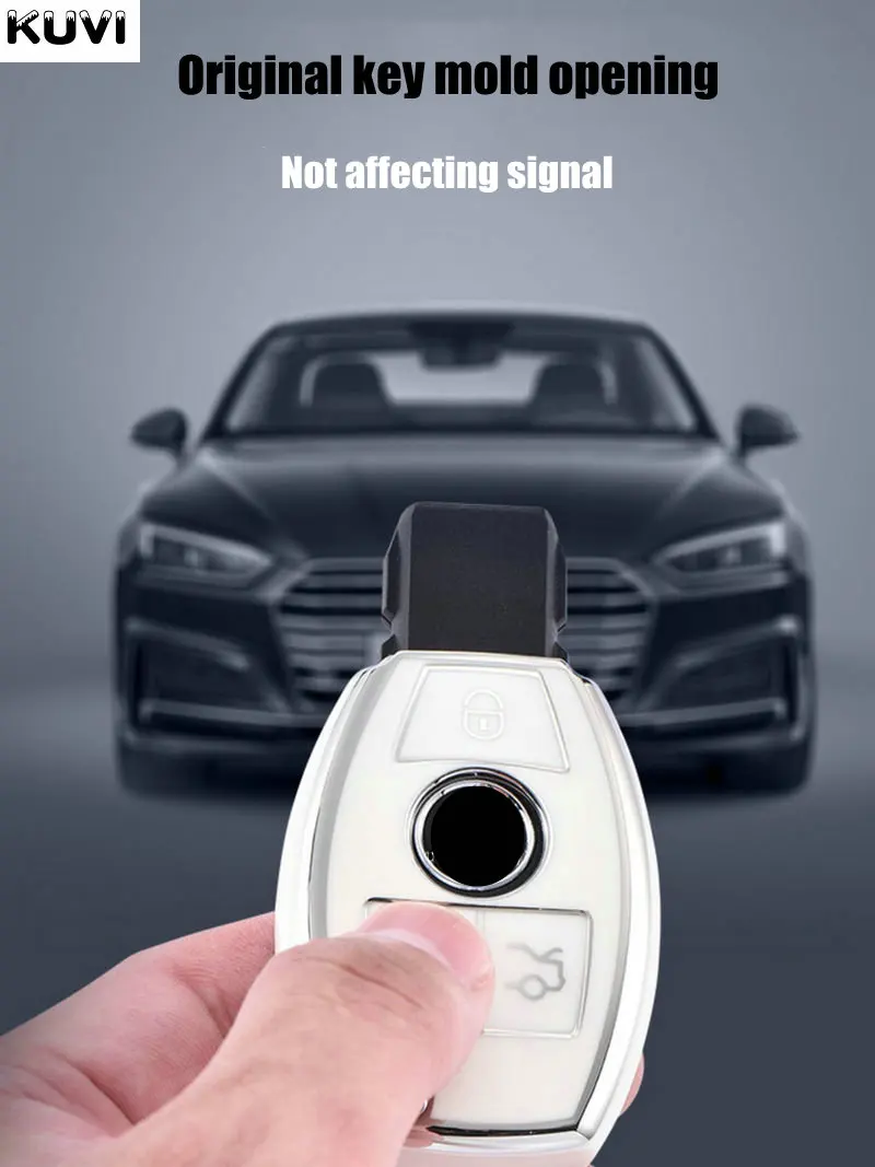 Electroplate TPU Car Key Case Cover Shell Fob For Mercedes Benz A B C E S Class W204 W205 W212 W213 W176 GLC CLA AMG W177 key case,key case cover,car key shell