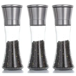 Stainless Steel & Glass Manual Pepper Grinder - 200ML Spice Mill (200ml - 3Pcs)