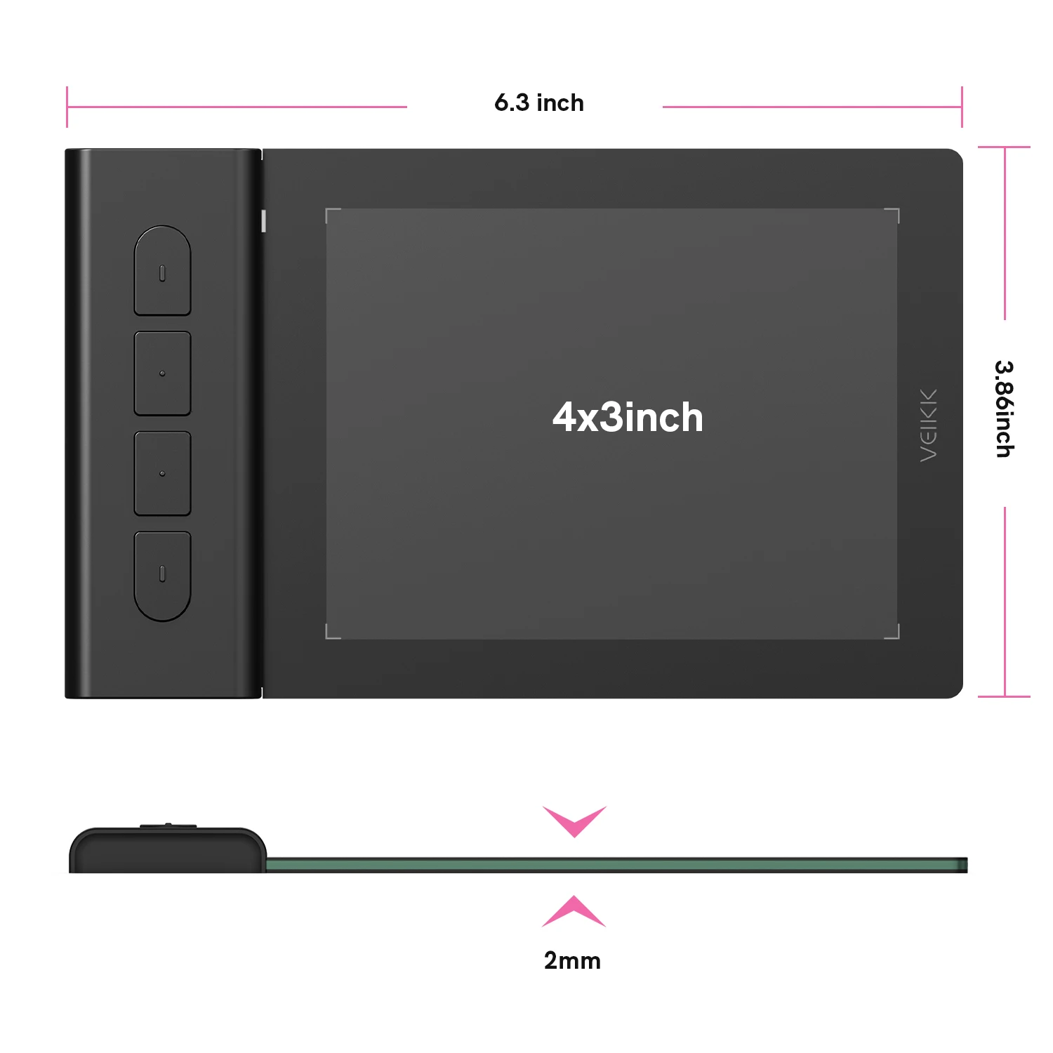Tablet Gráfico Desenho 4x3 Suporte Android pc Mac Bateria Livre Jogos Osuchromebook Design 8192 Níveis 290rps Veikk-vk430 - Imagem 6