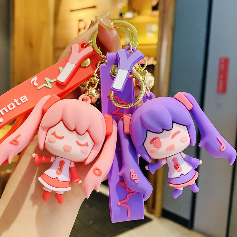 

Original New Hatsune Miku Charm Keychain Couple Car Bag Keyring Pendant Anime 3D Epoxy Cute Doll Accessories Children Toy Gift