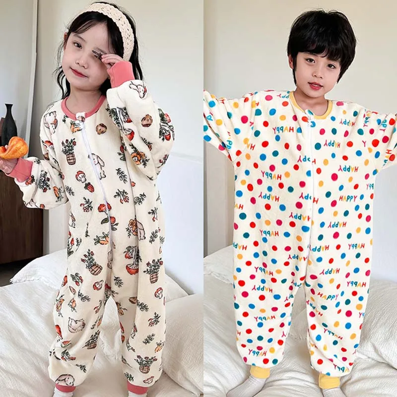 Cartoon Flannel Fleece Children Baby Sleeping Bag Sack Warm Winter Clothes Toddler Sleepsack Pajamas For Girls Boys Kids 2-6T kids pajamas