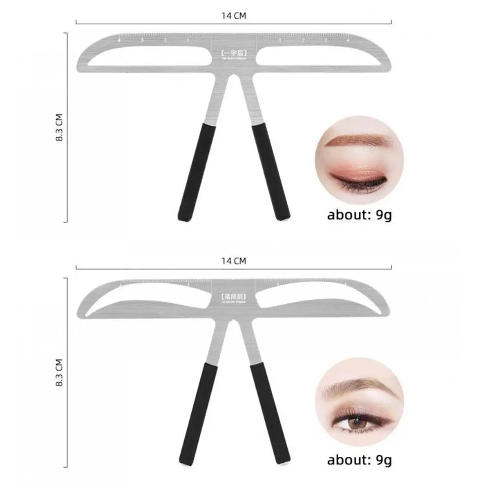 3D 눈썹 문신 자 10가지 스타일 재사용 가능한 마이크로블레이딩 눈썹 스텐실 금속 사용하기 쉬운 눈썹 측정 도구 화장품