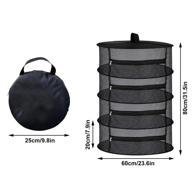 Plant Drying Net Herb Drying Rack 4 Layer Folding Fish Mesh Collapsible Dry Net With Zippers For Drying Seeds Fish Vegetables 6