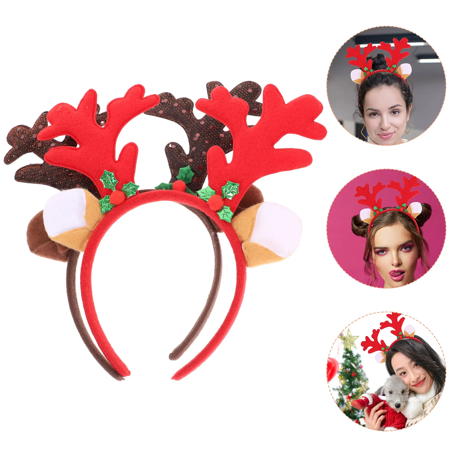 

2 Pcs Girls Headbands Antler Hair Hoop Christmas for Kids Headdress Headgear Headwear Child