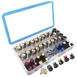 20Pcs Ohm Potentiometer Knob Linear Potentiometer 3 Terminal Rotary Potentiometer With Cap Nuts And Washer