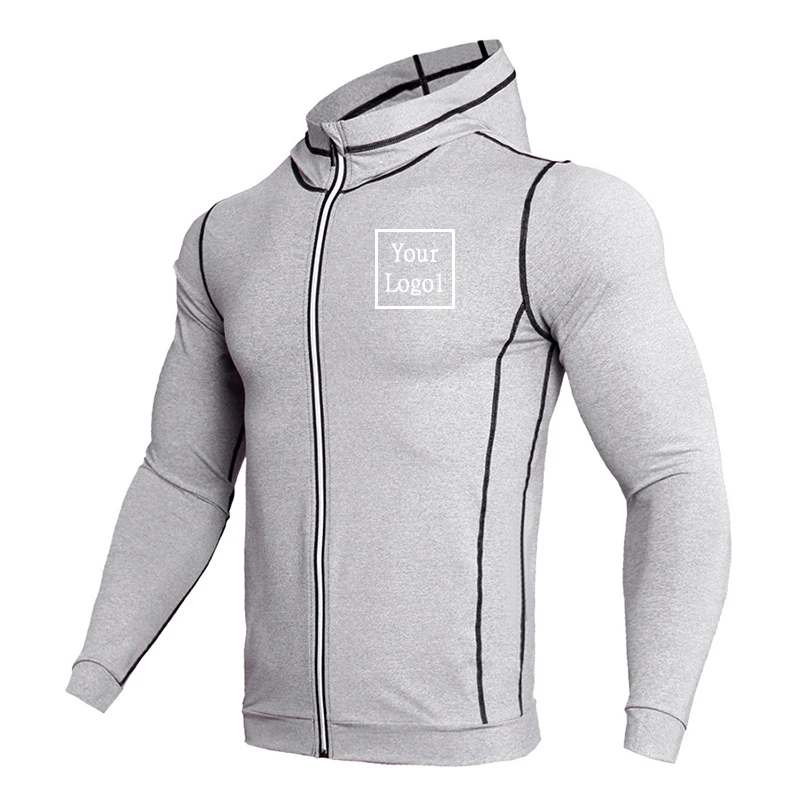 Men Fitness Running Custom Logo Sport Jacket Man Breathable Sport Sweatshirts Hoodies Man Gym Clothing