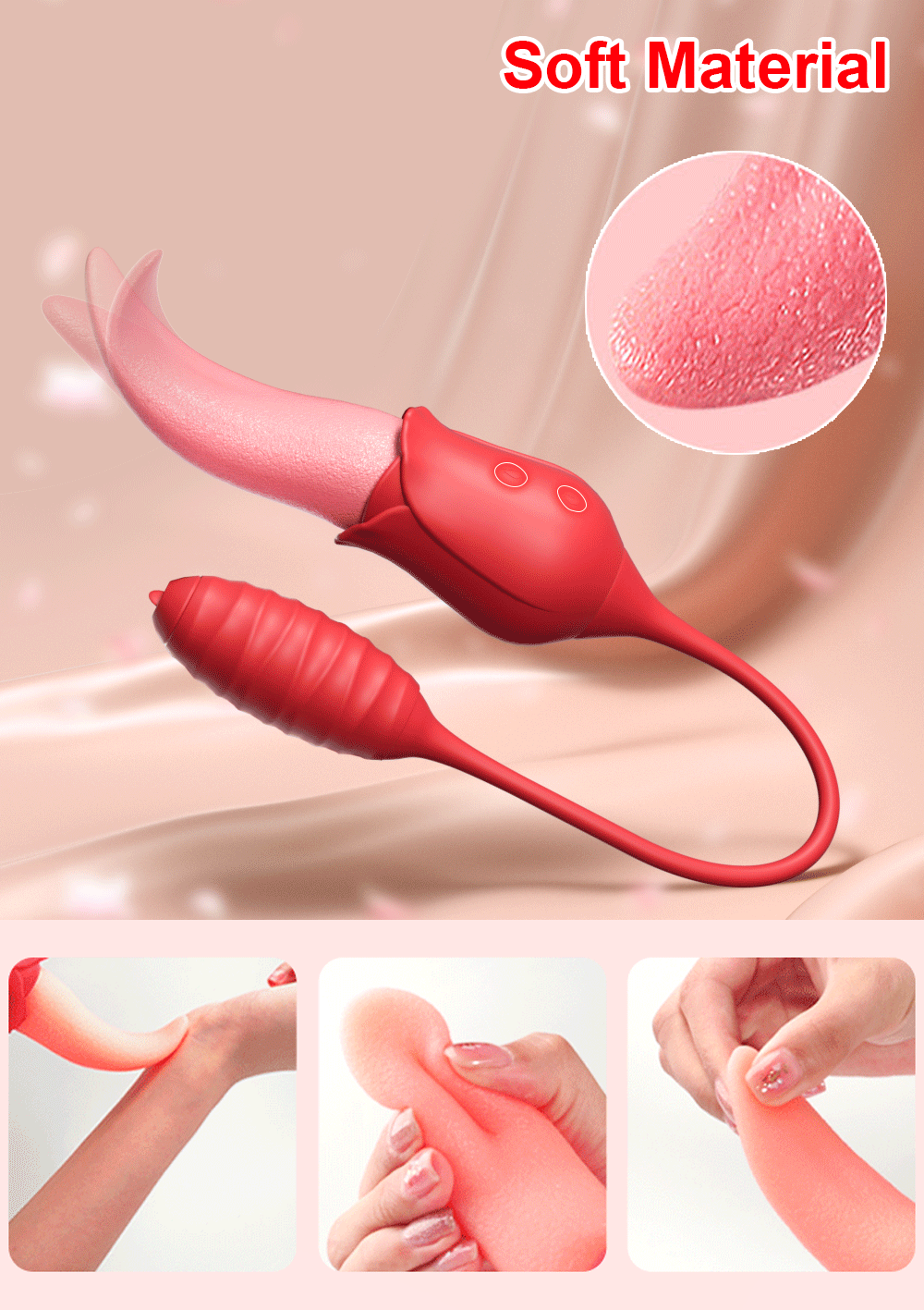 Rose Tongue Licking Sucker Vibrator For Women Nipple Clit Stimulator Love Egg Dildo Vibrating Massager Female Adult Sex Toys