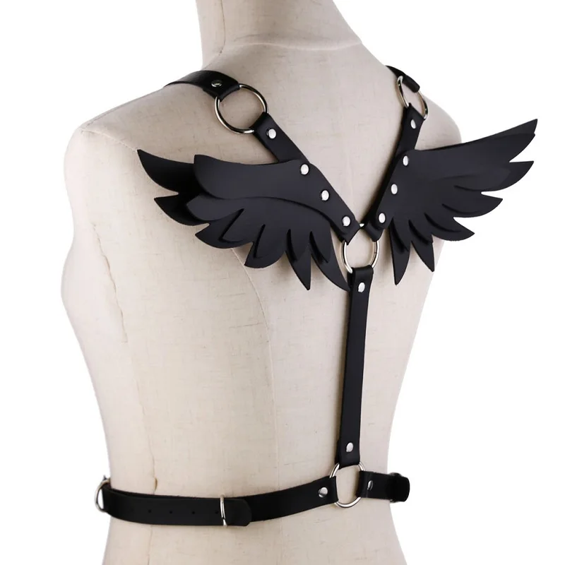 

KepaHoo Sexy Wings Leather Body Harness Woman Fashion Goth Punk Strap Festival Girls Lingerie Cosplay Jewelry