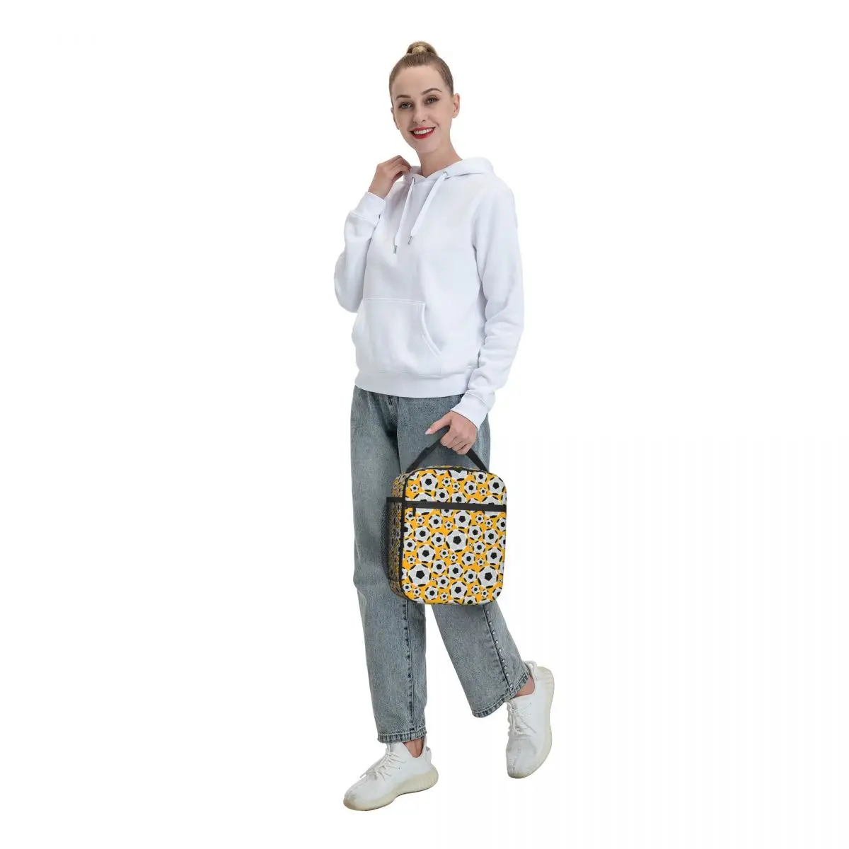Soccer Football Ball Pattern Insulated Lunch Bag for Women Leakproof Thermal Cooler Lunch Box Kids School Children