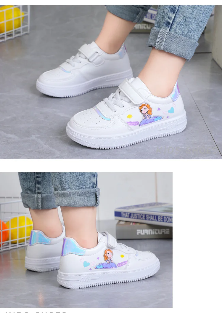 Scarpe da tennis per bambini principessa dei cartoni animati, scarpe da corsa per bambini, scarpe sportive traspiranti, ganci, rosa e bianco, ragazzi e ragazze_voghion.com