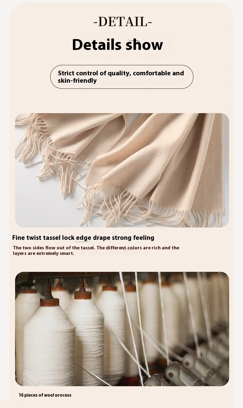 Wool Scarf Solid Color Scarf Women's Versatile Autumn And Winter Scarf Thick And Warm Shawl Simple Tassel Red Scarf_voghion.com
