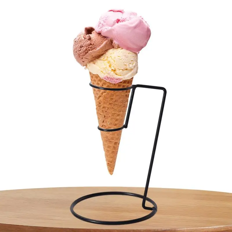 New Ice Cream Holder For Party Ice Cream Cone Cupcakes Holder Iron Black Sugar Cone Display Stand Cold Drink Shop Mold