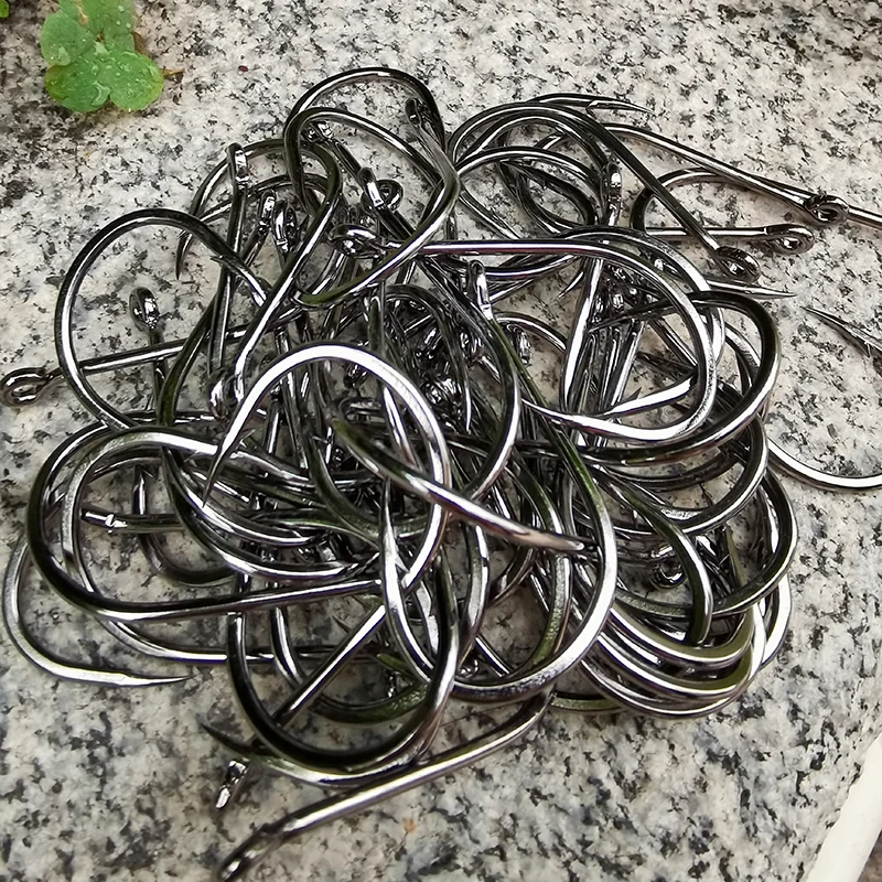 50pcs/Pack Big Eye Fishing Hook Circle Offset Fishhooks Easy Fishing