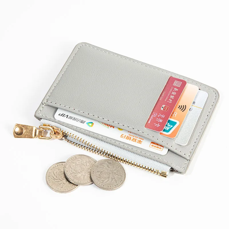 小物 DAILY COIN AND CARD HOLDER 1PC Ultra-Thin Women Men Credit ID Card Holder PU Leather Zipper