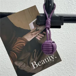 Handmade Luxury PU Leather Weave Ball Pendant - Fashionable Handbag Decoration Wholesale Gift (Purple)