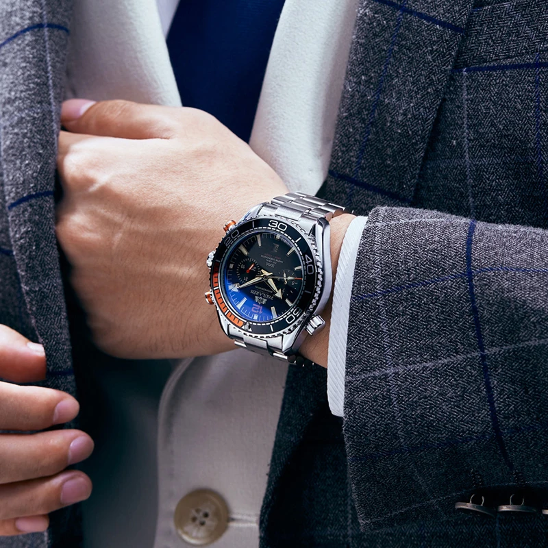 Men's Stainless steel Automatic Mechanical Wristwatches Waterproof Sports Business Watches