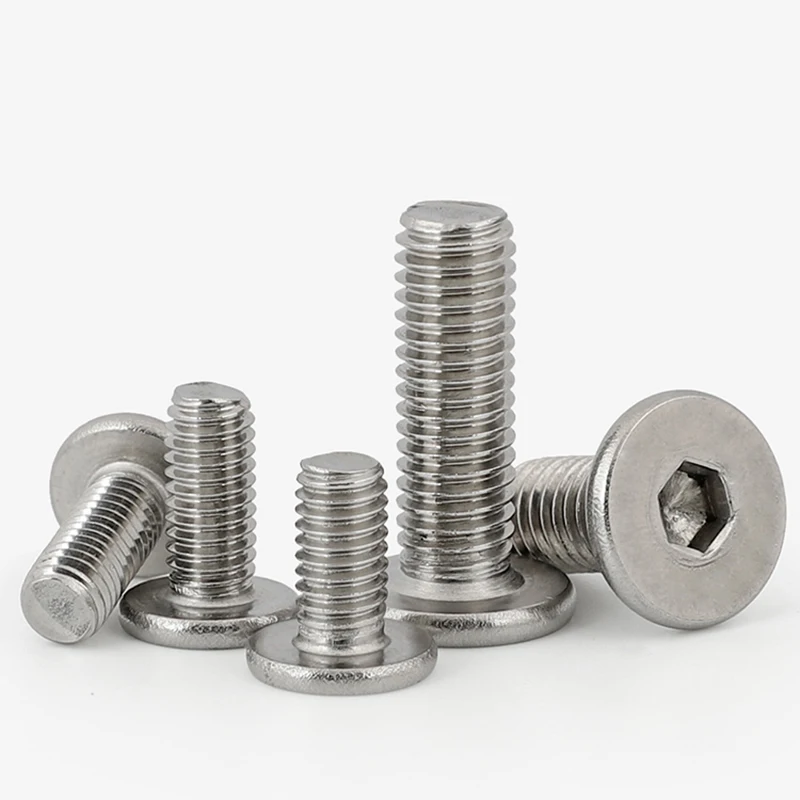 Hex Socket Screw 5/ 10/ 20/ 50pcs CM M1.6 M2 M2.5 M3 M4 M5 M6 M8 304 Stainless Steel Hex Socket Ultra Thin Super Low Flat Wafer Head Screw Bolt