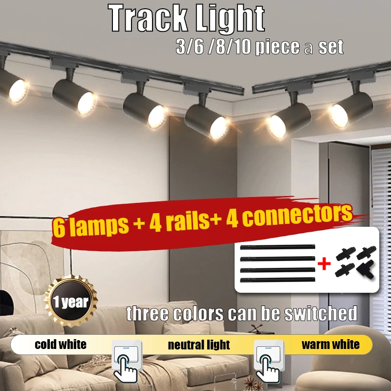 

Led Track Light Set COB Track Lighting 3 colorchangable Wall Lamp Rail 110V Spot Lights Led 30W Spotlight Clothing Store Shop