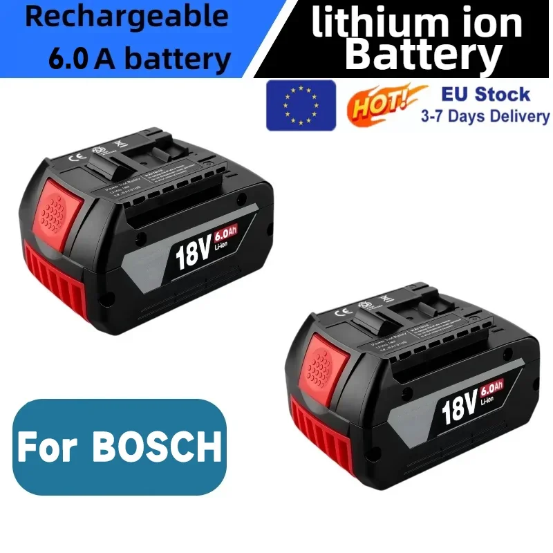 For Bosch Professional Lithium Battery 18V 6.0AH For Bosch BAT609 BAT609G BAT618 BAT618G Rechargeable Power Tool 6.0Ah Battery