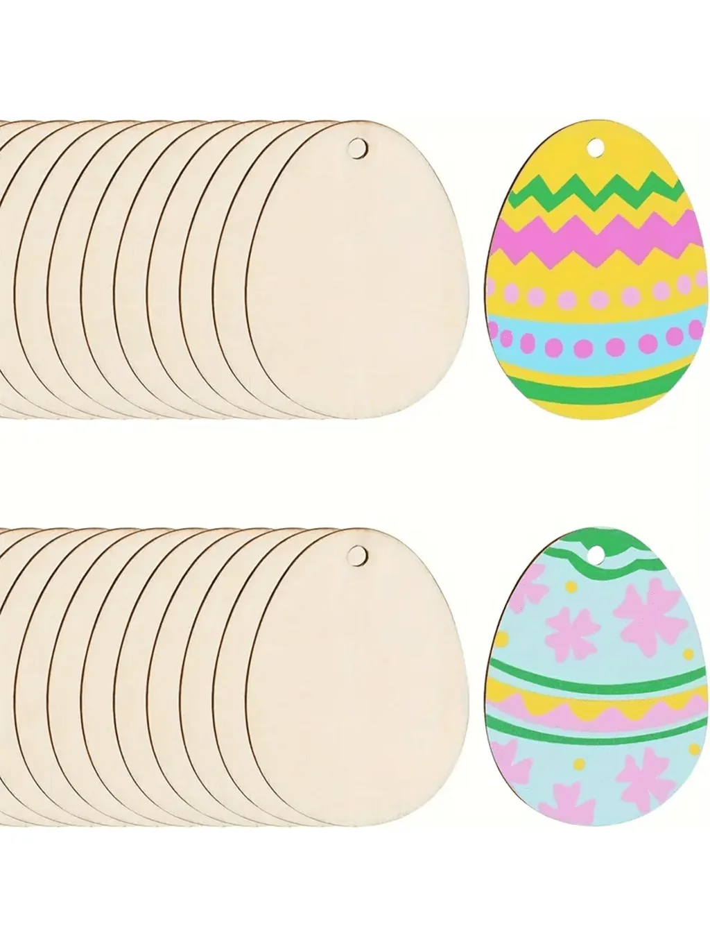 20pcs DIY 나무 계란 펜던트 중공 공예 부활절 매달려 장식품 행복한 부활..