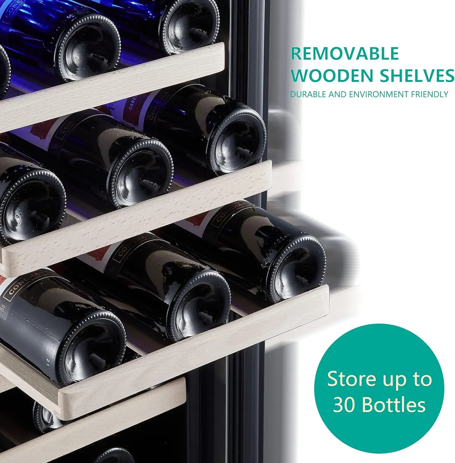Cooler Refrigerator - 30 Bottle Wine Fridge with Stainless Steel Refrigerator& Double-Layer 6