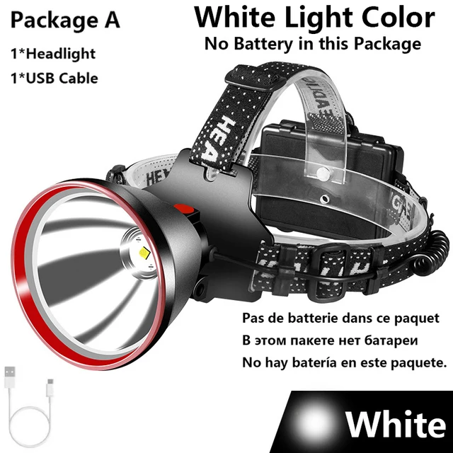 500000LM 100W güçlü Led far yüksek güç baş feneri bisiklet açık kamp için USB 18650 şarj edilebilir kafa lambası el feneri