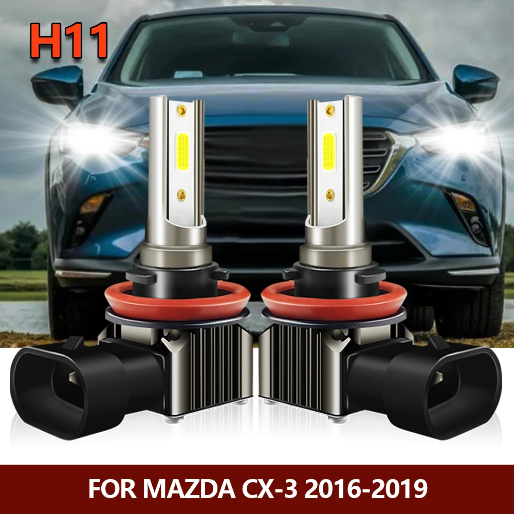 LED Headlight H11 Front Car Bulbs Low Beam White Auto Lamps For Mazda