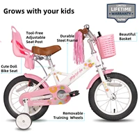 JOYSTAR Little Daisy Vélo pour enfants pour filles de 2 à 7 ans, vélos avec siège de vélo de poupée et banderoles, vélos avec drapeau et plaque d'immatriculation 5