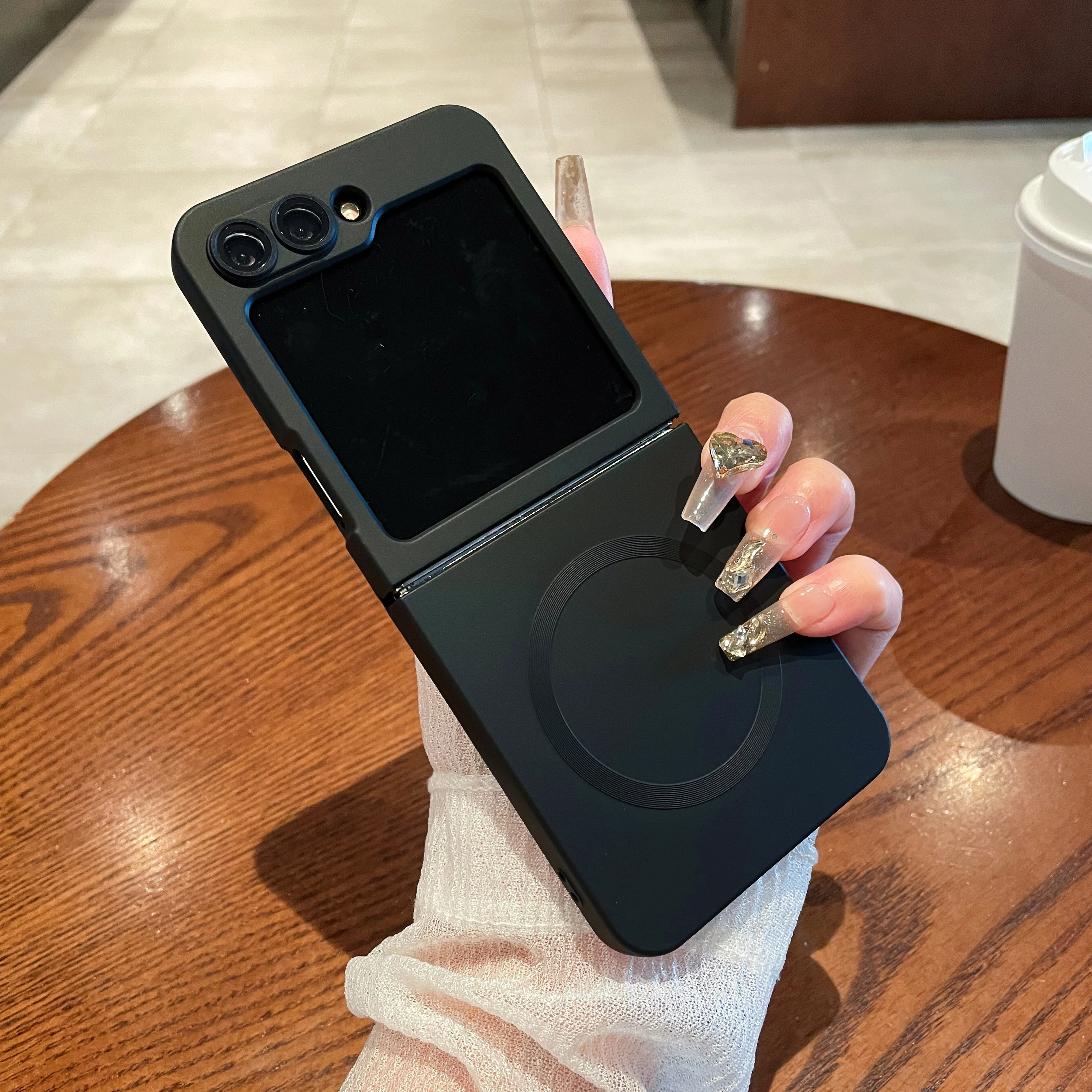 Matte Glass Lens Shockproof Magnetic Case with Magsafe Wireless Charging and Metallic Paint Finish