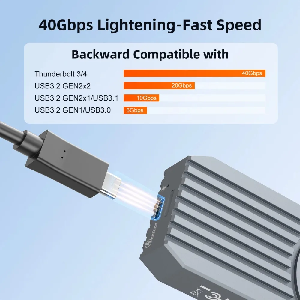 MAIWO USB4 NVMe M.2 SSD Ŭ, ˷̴ M2  ̽, Ʈ 4 Ÿ C NVME M.2 SSD ̽ ȣȯ , 40Gbps