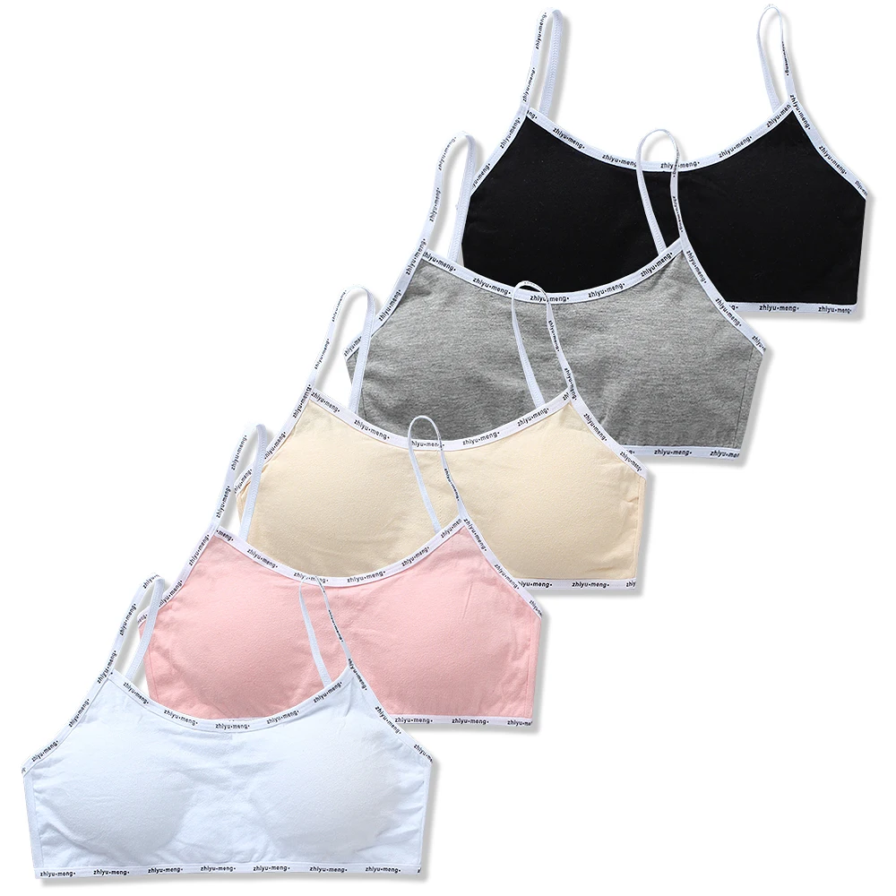 5pc/Lot Girls Cotton Training Bras Teenage Underwear Kids Bras Student