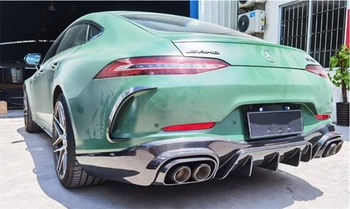 For Mercedes Benz AMG GT50 GT53 2019-2023 REAL Carbon Fiber Front Lip Splitters Rear Diffuser Bumper Body Side Skirt Kit Spoiler - - Racext 15