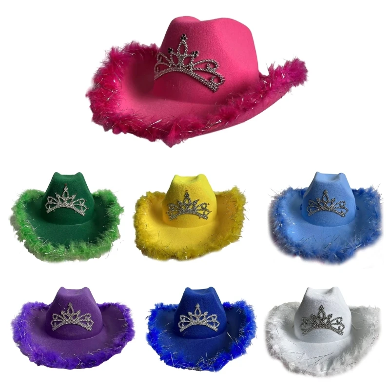 

Felt Cowboy Hat Western Cowgirl Hat Costume Fedora Hats Caps for Kids Boys Girls