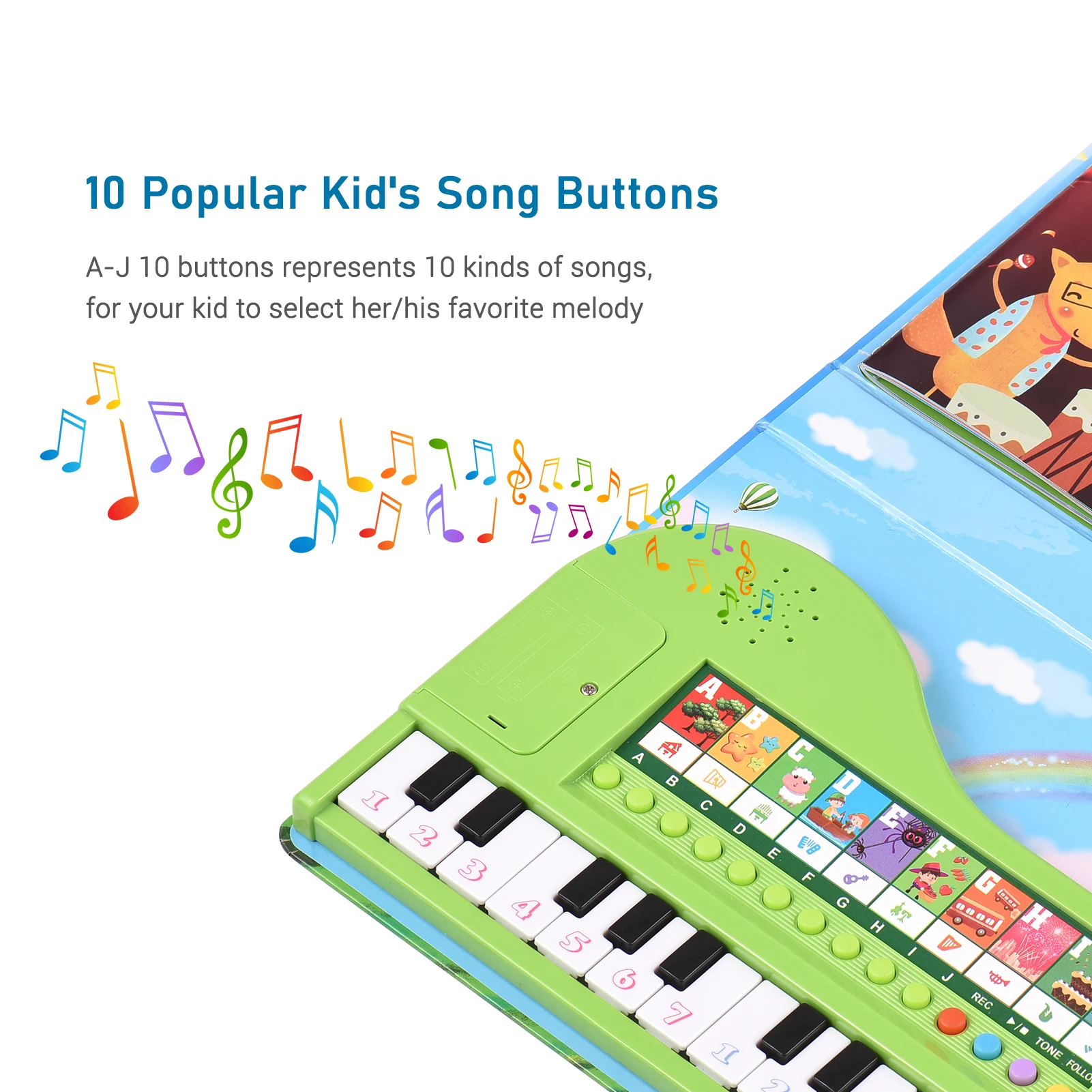 20-key Piano Book Electronic Piano Keyboard & Music Book 2-in-1 Songbook Educational Musical Gadget for Kids Bigfun