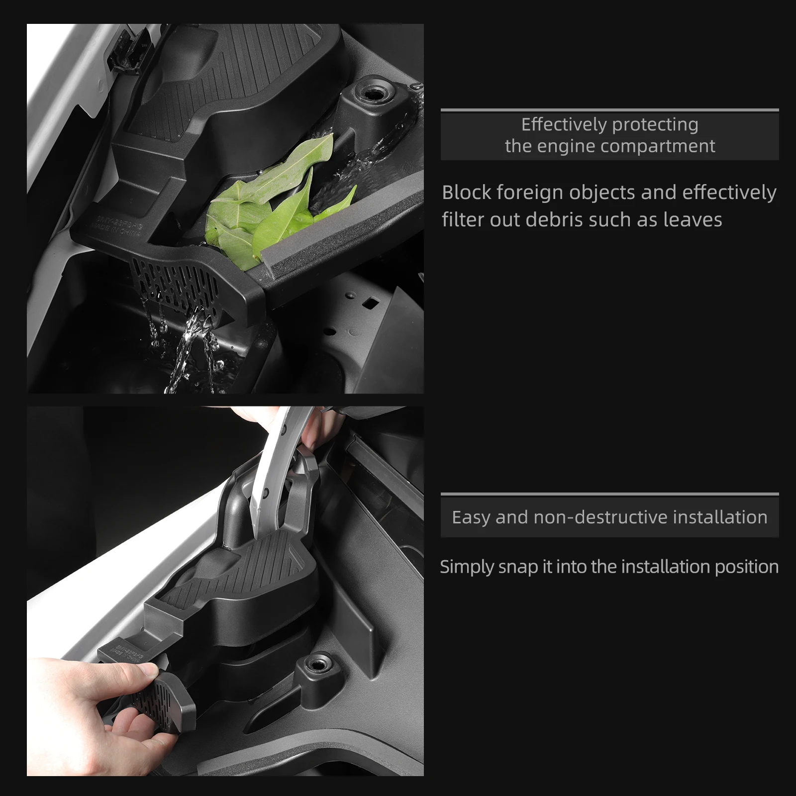 For Tesla Model Y Front Trunk Hood Water Guide Device Anti Clogging Net Debris filtration Protective Cover Car Accessories