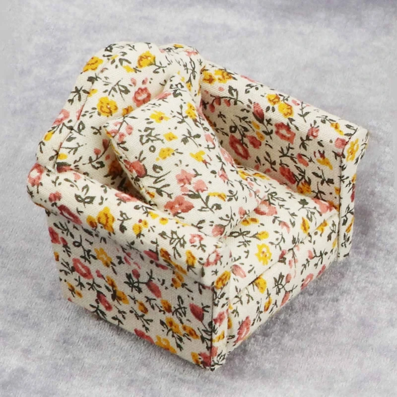 

Cloth Sofa Rural Floral Armchair Mini for Play Furniture Children DIY House Supp