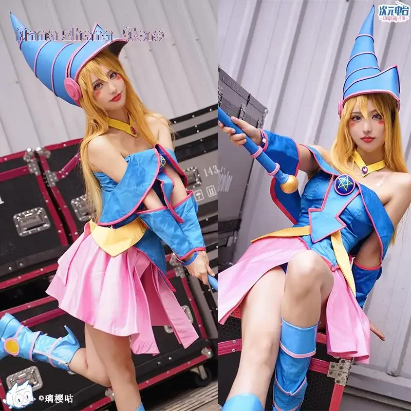 

Костюм для косплея Yu-Gi-Oh Dark Magician Girl с шапочкой, Женский костюм для косплея